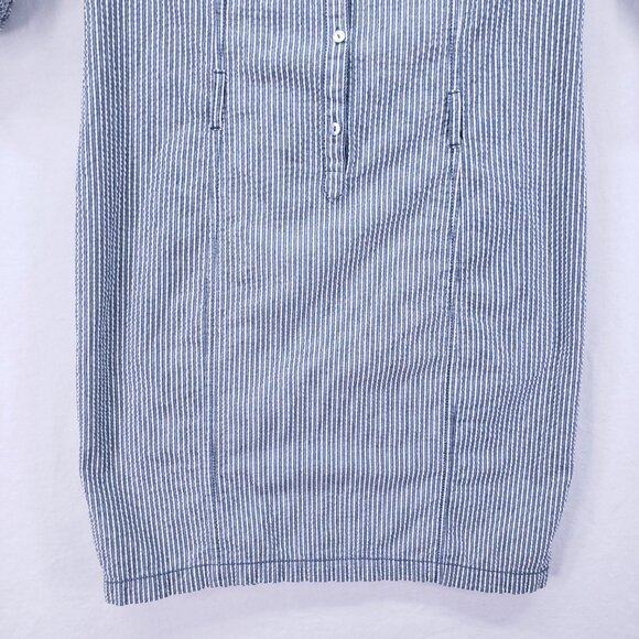 Max Studio Blue n White Striped Button Collar Preppy Sheath Shirt Dress Size XL - Picture 6 of 14